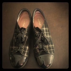 BEAUTIFEEL Black Leather Sneakers Cap Toe Shoes